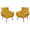 Ver imagem 1 de Kit 2 Poltronas Decorativas Cuba Suede Amarelo MV Estofados