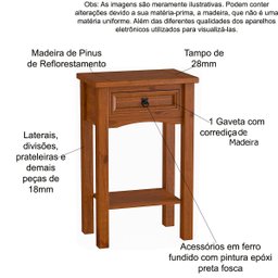 Aparador de Sala Rústico 100% Madeira 1 Gaveta Imperial Imbuia Fosco - 4