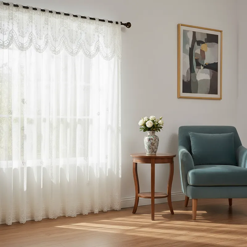 Cortina Sala Quarto 3,50 Larg X 2,20 Alt Renda Branca