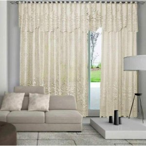Cortina Sala Roseiral Renda 3,00 larg x 1,80 alt Marfim