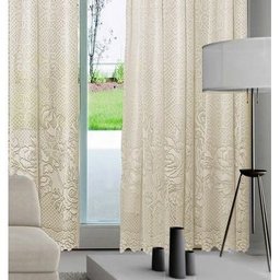 Cortina Sala Roseiral Renda 3,00 larg x 1,80 alt Marfim - 5