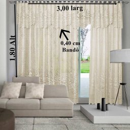 Cortina Sala Roseiral Renda 3,00 larg x 1,80 alt Marfim - 4