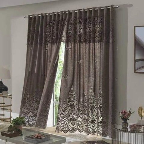 CORTINA SALA QUARTO 3,50 LARG X 2,20 ALT COM BANDO 0,60 CM RENDA GANACHE