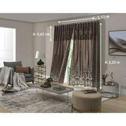 CORTINA SALA QUARTO 3,50 LARG X 2,20 ALT COM BANDO 0,60 CM RENDA GANACHE - 4