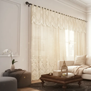 Ver imagem 1 de Cortina Renda Marfim com Bando 3,50 Larg X 2,20 Alt Quarto Sala