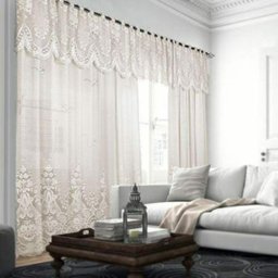 Cortina Renda Marfim Com Bando 3,50 larg x 2,20 alt Quarto Sala - 1