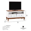 Ver imagem 4 de Rack para Tv com Pés Luis Xv 3 Gavetas e Nicho 60501 Linz Móveis - Laca Branca/imbuia Glazer