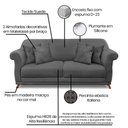 Ver imagem 4 de Kit 2 Poltronas E Sofá 2 Lugares 1,80m Cinza Pés Castanho