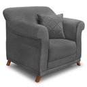 Ver imagem 6 de Kit 2 Poltronas E Sofá 2 Lugares 1,80m Cinza Pés Castanho