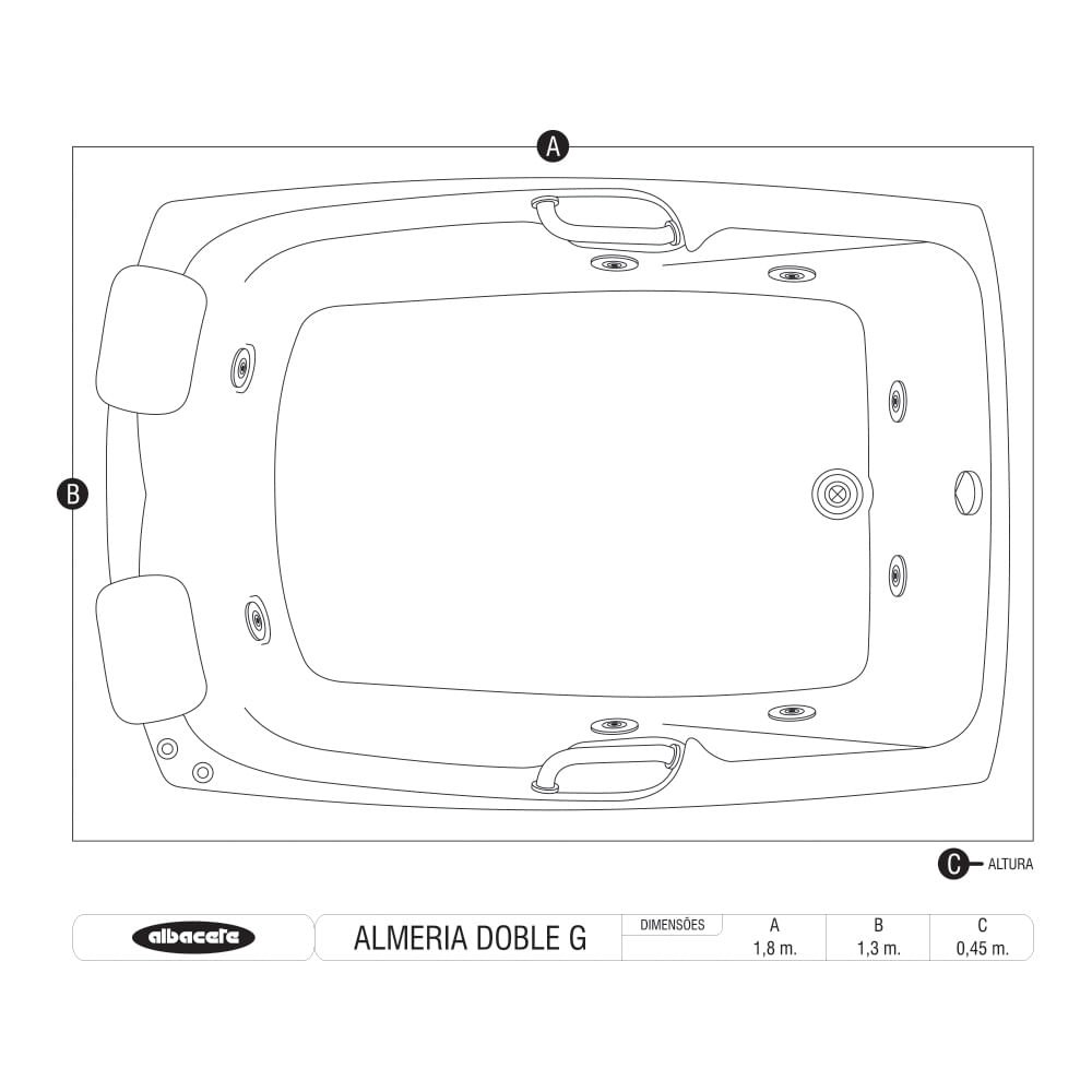 Banheira Almeria Dupla Albacete Premium 150x115x45 P Acrílico - 2