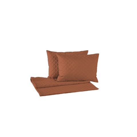 Kit 5 Pçs Peseira Cama Casal Queen Comfort Almofadas Cheias: Terracota