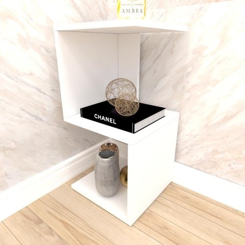 Mesa de Canto Branca Branco Mesinha Auxiliar de Sofa Sala Mesa Lateral Cama