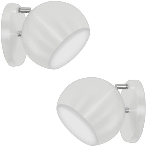 Kit 2 Arandelas Articuladas Retrô Bola Branco/Branco