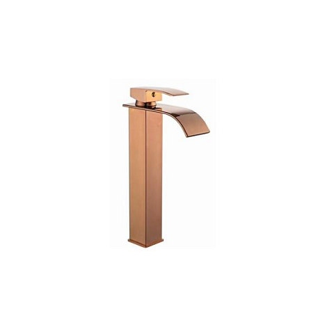 Torneira Banheiro Lavabo Monocomando Bica Alta Roma Rosé Gold - Demima
