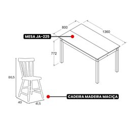 Mesa de Jantar Ditália com 6 Cadeiras JA-225 Cor:Branco - 4