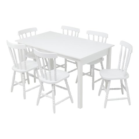 Mesa de Jantar Ditália com 6 Cadeiras JA-225 Cor:Branco