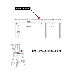 Mesa de Jantar Ditália com 6 Cadeiras JA-225 Cor:Branco - 5