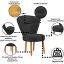 Ver imagem 3 de Cadeira Estofada para Mesa de Jantar Recepção Camarim Ergonômica Pés de Madeira Resistente