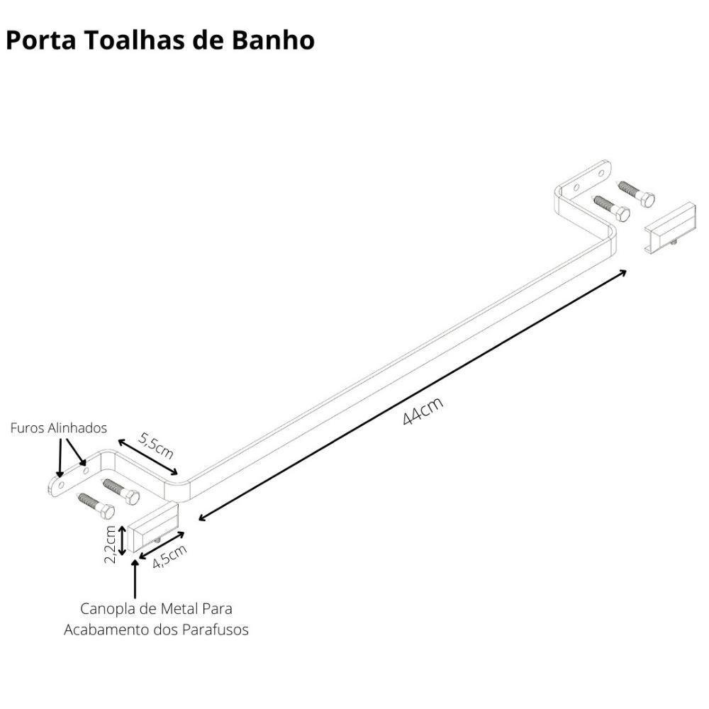 Suporte Porta Toalhas De Banho Cromado E Preto Empire - 2