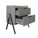 Ver imagem 2 de Kit 2 Mesas de Cabeceiras Retrô com 2 Gavetas Asher 45cm - Cinza