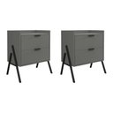Ver imagem 1 de Kit 2 Mesas de Cabeceiras Retrô com 2 Gavetas Asher 45cm - Cinza