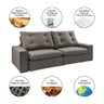 Sofá Retrátil e Reclinável 6 Lugares Rubi 2,90m - Suede Cinza - 3