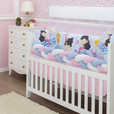 Kit Berço Baby Dream 10 Peças Super Aconchegante e Charmoso Sublimado:sereia