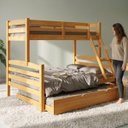 Ver imagem 4 de Cama Treliche Casal Solteiro Madeira Maciça Auxiliar Casal:Mel