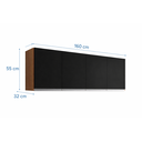 Ver imagem 2 de Aéreo Armário Multiuso Andreia P/cozinha 160cm Ajl Móveis - Amêndoa/preto