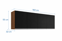 Ver imagem 2 de Aéreo Armário Multiuso Andreia P/cozinha 160cm Ajl Móveis - Amêndoa/preto