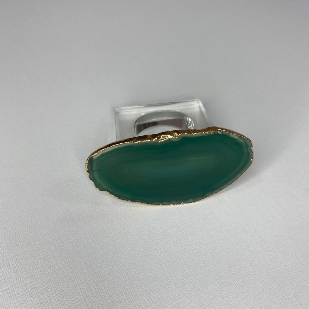 Porta Guardanapo Ágata Verde Com Borda Dourada - 3