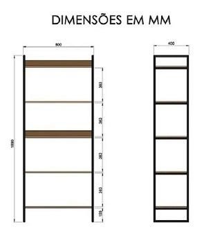 Estante de Metal e Madeira Base Premium Preta Estilo Industrial - 5