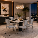 Ver imagem 6 de 6 Cadeiras Veneza Cromada Estofada Moderna Cozinha Gourmet:Cinza 430