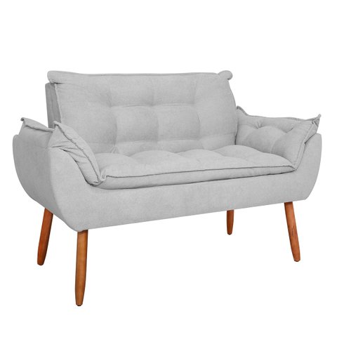 Sofá 2 Lugares Orgânico Bouclê Off White - Balaqui Decor Cor:cinza