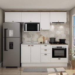 Armário de Cozinha Modulada Completa Reta 8 Peças 2,70m 08 Iluminata Genialflex - 1