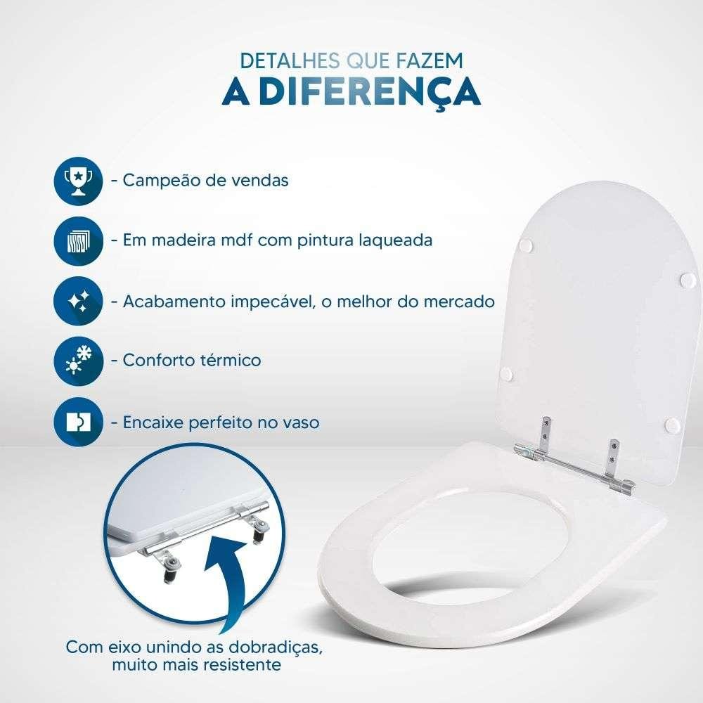 Tampa de Vaso Laqueado Levanzo Branco para Louça Eternit - 3
