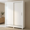 Ver imagem 1 de Guarda Roupa Solteiro 2 Portas de Correr e 2 Gavetas Roma Branco