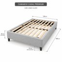 Ver imagem 2 de Cama Box Casal 138 x 188cm, 100% Madeira, Tecido Blindado com Veludo Cinza Claro