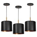 Ver imagem 1 de Kit 3 Lustres Pendente Bilboquê Medio Preto Com Cobre