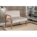 Ver imagem 2 de Sofá Namoradeira 2 Lugares Anita Braço De Madeira - Suede Bege