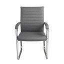 Ver imagem 2 de Cadeira de Escritório Fixa Diretor em Couro Ecológico Cinza e Base Cromada London - Corino Cinza - 3