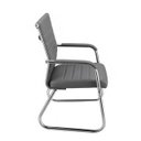 Ver imagem 4 de Cadeira de Escritório Fixa Diretor em Couro Ecológico Cinza e Base Cromada London - Corino Cinza - 3