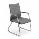 Ver imagem 1 de Cadeira de Escritório Fixa Diretor em Couro Ecológico Cinza e Base Cromada London - Corino Cinza - 3