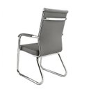 Ver imagem 3 de Cadeira de Escritório Fixa Diretor em Couro Ecológico Cinza e Base Cromada London - Corino Cinza - 3