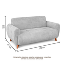 Ver imagem 5 de Sofá Vicenza 3 Lugares 200cm Bouclé Cinza Pés de Madeira Retrô para Sala de Estar