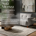 Ver imagem 3 de Sofá Vicenza 3 Lugares 200cm Bouclé Cinza Pés de Madeira Retrô para Sala de Estar