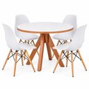 Ver imagem 2 de Conjunto de Jantar Dallas 4 Lugares Tampo MDF Cadeiras Eiffel Brancas 90cm Decoreshop