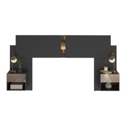 Cabeceira Casal/Queen com Espelhos e 2 Mesas de Cabeceira 232cm Multimóveis MP4324  - 2