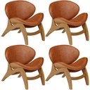 Ver imagem 1 de Kit 4 Poltronas Decorativa Orgânica Sala Living Kadosh L02 Couríssimo Camel - Lyam Decor