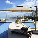 Ver imagem 1 de Ombrelone com Base 120l Acabamento Escovado Sofisticado para Piscina e Hotel